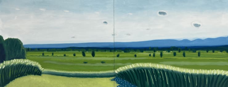 4th of July in Teton Valley, 2021 Oil on panel (diptych) 11 x 28 inches