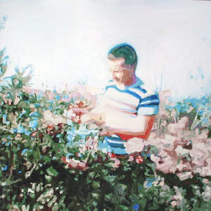 Picking Roses, 2023 Acrylic on aluminum dibond panel 40 x 40 inches Framed dimensions 41 1/4 x 41 1/4 inches