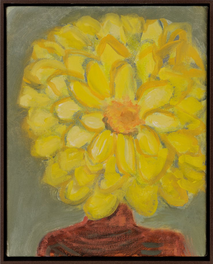 Yellow Dahlia, 2022 Oil on canvas 10 x 8 inches Framed dimensions 10 1/2 x 8 1/2 inches