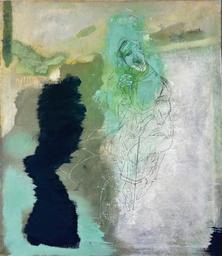 Stick Lady, 2022-2023 Oil, charcoal and casein on canvas 38 x 33 inches