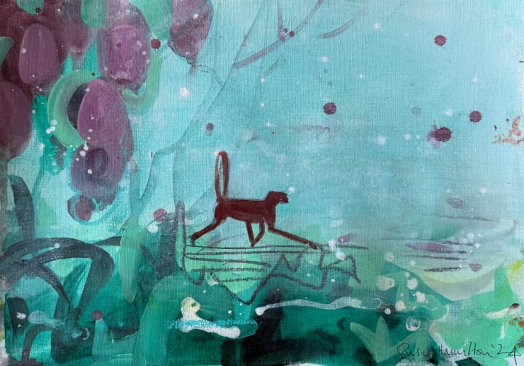 Monkey, 2024 Acrylic and pastel on paper 10 x 13 3/4 inches Framed dimensions 11 3/4 x 15 3/4 inches