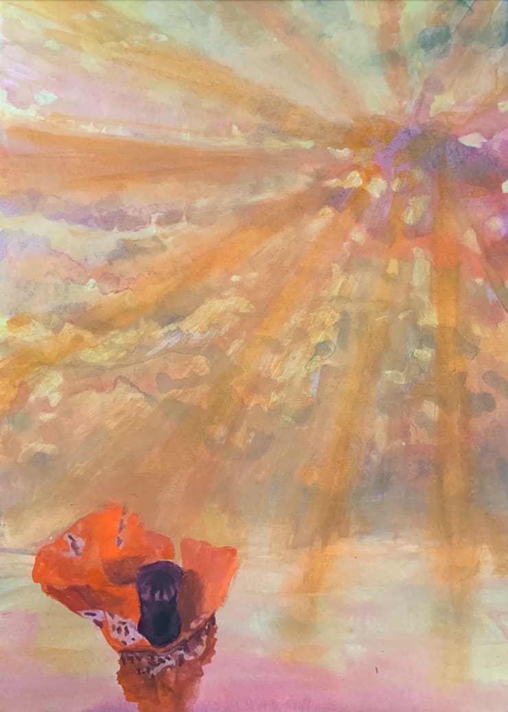 Sunbeam Poppy, 2021 Watercolor and gouache on paper 14 x 10 inches Framed dimensions 17 x 13 inches
