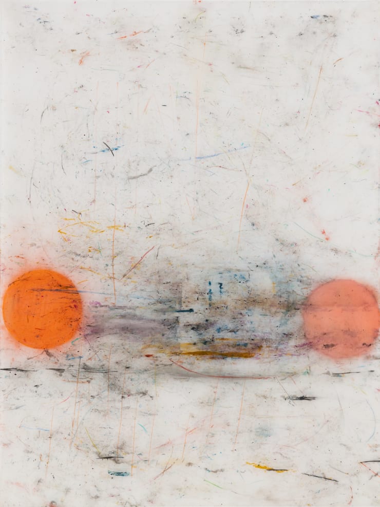 Traveling (pink), 2023 Oil pastel on drafting film 24 x 18 inches Framed dimensions 27 1/4 x 21 1/4 inches