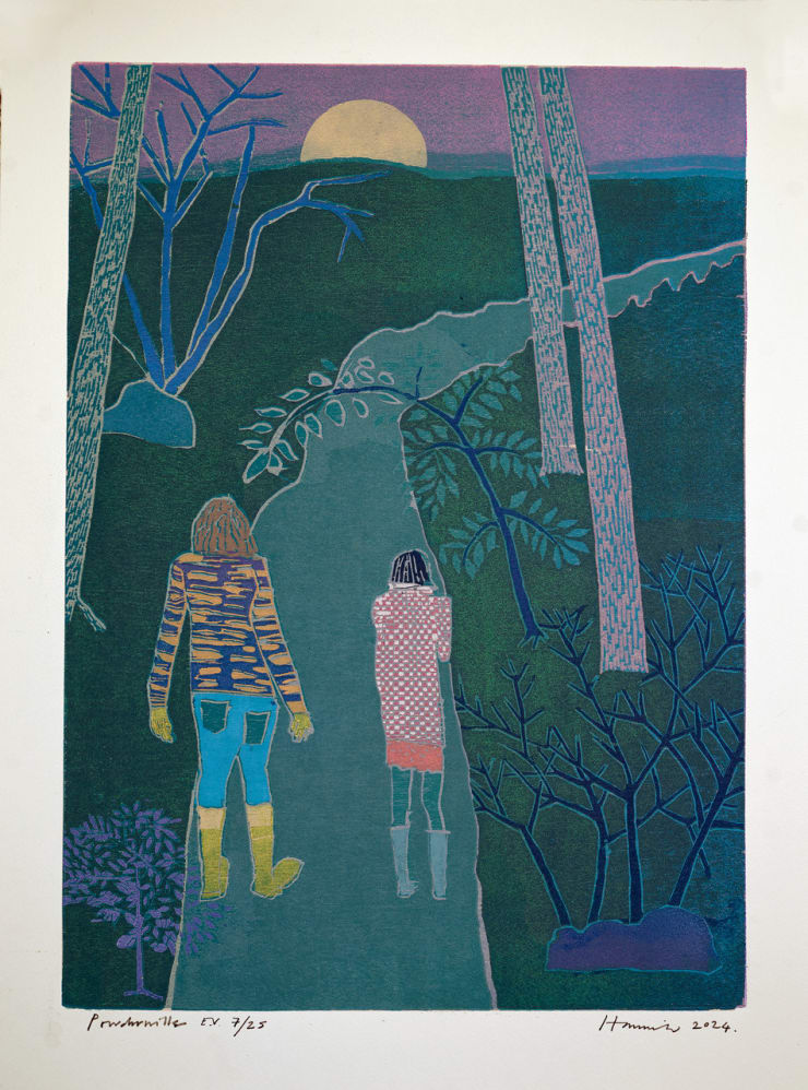 Powdermills, E.V 7/25, 2024 Edition variable reduction woodcut, edition of 25 24 1/2 x 18 1/8 inches Framed dimensions 27 1/4 x 21 inches