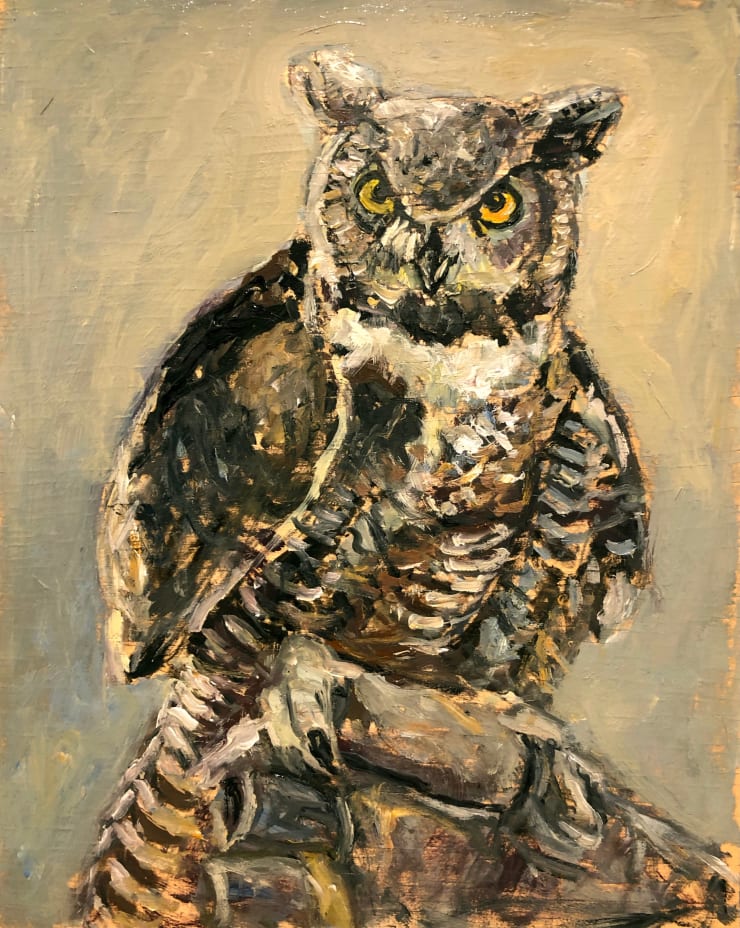 Great Horned Owl, 2020 Oil on panel 10 x 8 inches