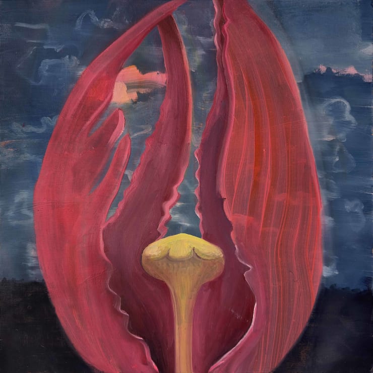 Red Tulip, 2022 Acrylic and oil on wood panel 13 x 13 inches