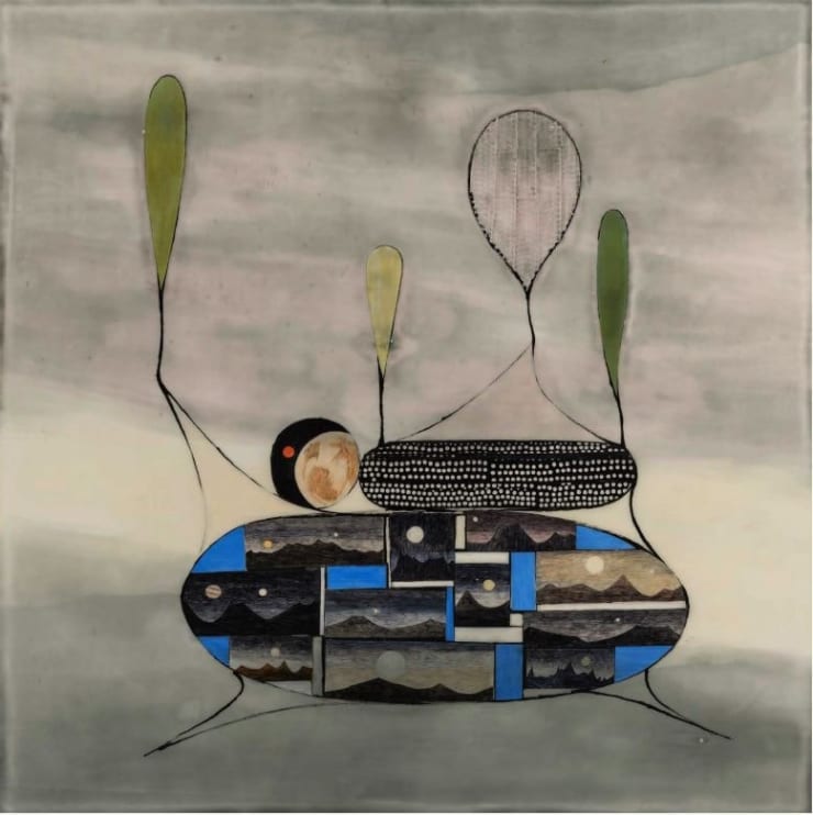 The Super Earth Dilemma 48:1, 2018 Ink, acrylic, fiberglass, and tinted bio-resin on paper on wood 36 x 36 x 1 1/2 in.