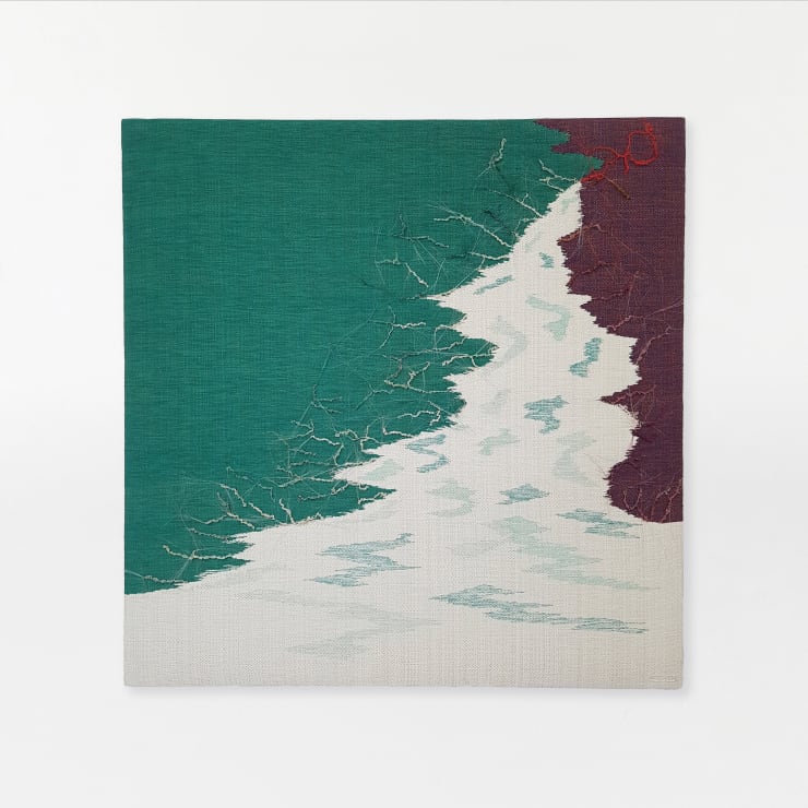 River, 2022 Cotton, horsehair, wooden frame 37 1/2 x 37 1/2 x 1 1/2 inches