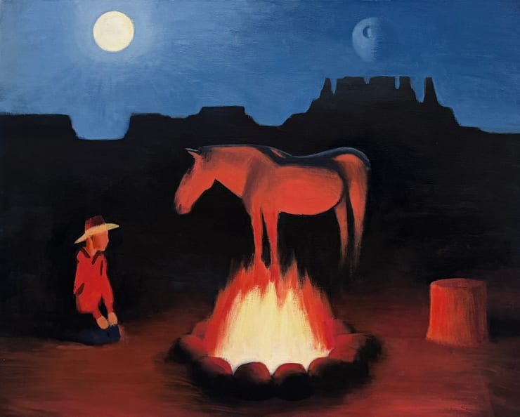 Mile and Miles to go, 2025 Acrylic on canvas 24 x 30 inches Framed dimensions 25 x 31 inches