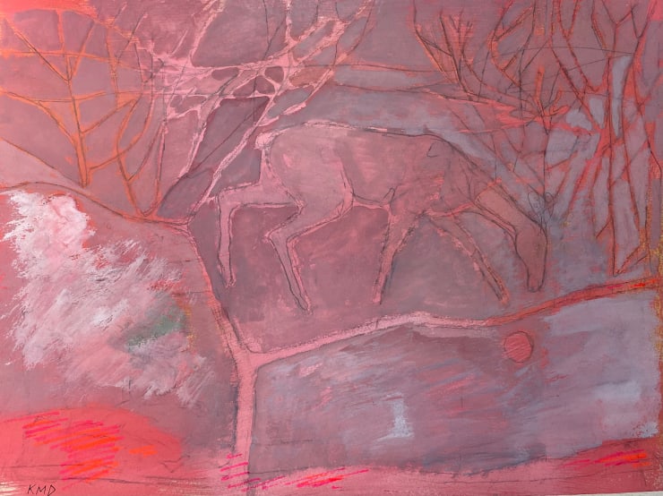 Pink Elk, 2022-2023 Watercolor and pencil on paper 11 x 15 inches