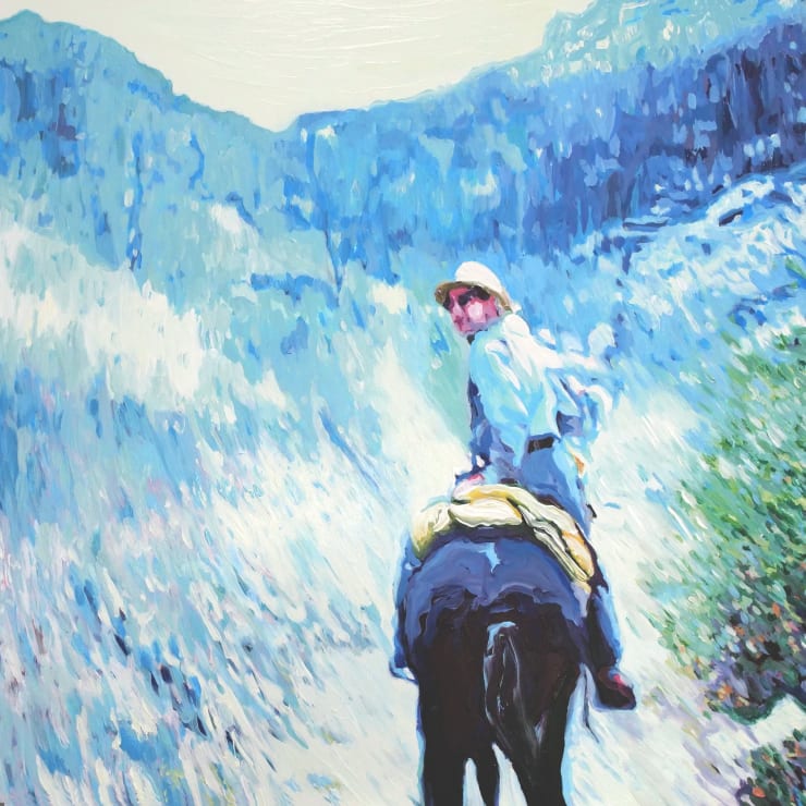 Into the Canyon, 2023 Acrylic on aluminum dibond panel 30 x 30 inches Framed dimensions 31 1/4 x 31 1/4 inches