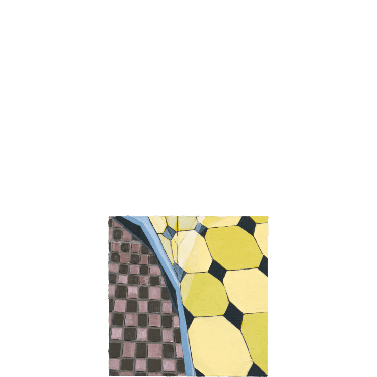 Tania Alvarez Echoed, 2023 Acrylic and oil on panel 4 x 4 x 1 3/4 inches