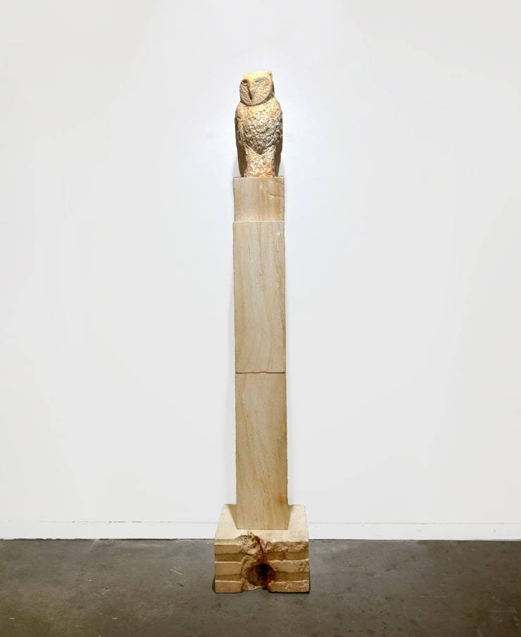 Turning Owl, 2023 Beaumaniére provençal stone 81 x 14 x 14 inches Figure 23 x 8 x 10 Base 1 24 x 8 x 10 Base 2 24 x 8 x 10 Base 3 8 x 14 x 14