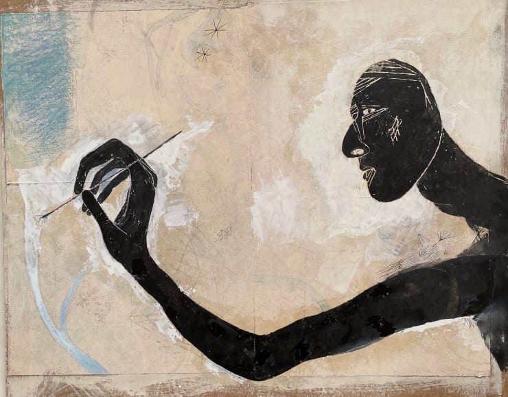 Black Drawer, 2022-2023 Ink and gouache on map on board 18 x 22 inches