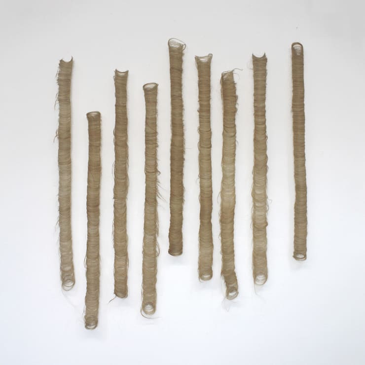 Blissful Drift, 2006 Horsehair, cotton, glass beads 9 pieces, each 70 7/8 x 3 inches