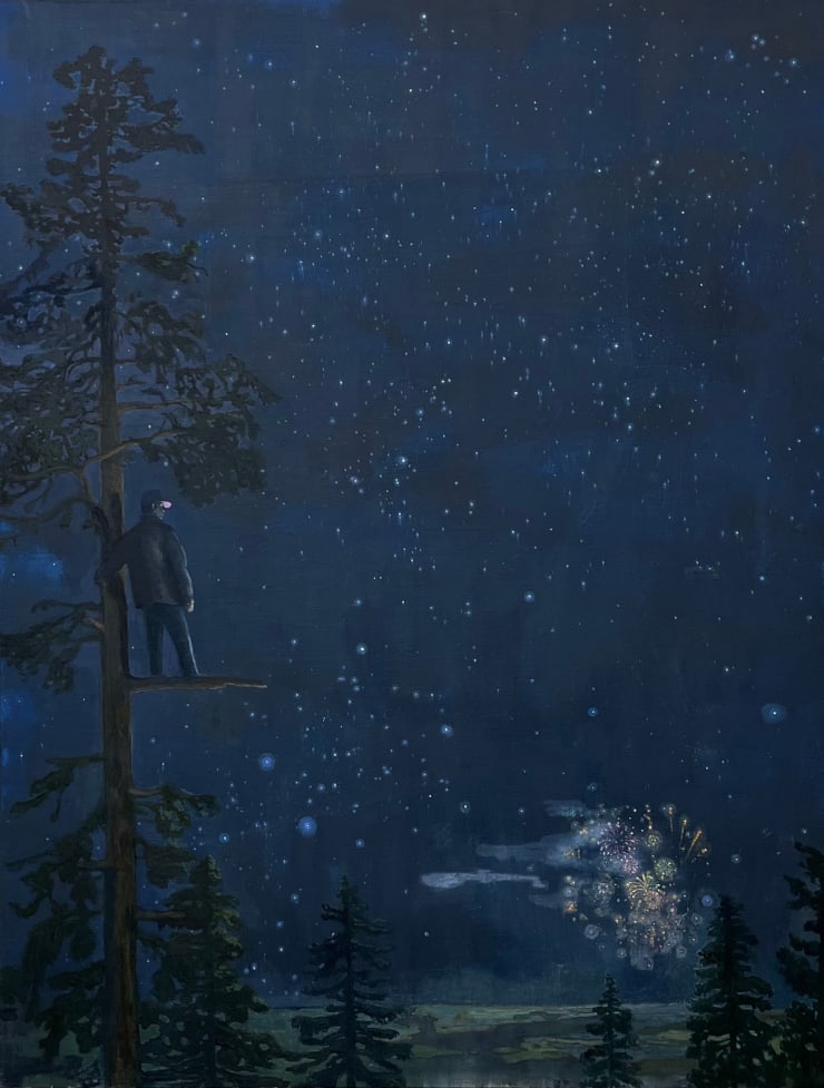 Distant Fireworks, 2024 Oil on canvas 51 x 39 1/4 inches Framed dimensions 52 1/4 x 40 3/4 inches