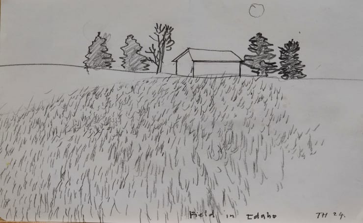 Field in Idaho, 2024 Pencil on paper 4 1/2 x 7 1/2 inches Framed dimensions 6 1/4 x 9 inches