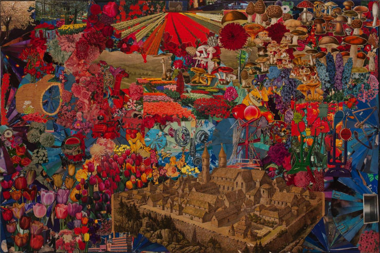 Hollow Log, 2019 Collage on board 40 x 60 in.