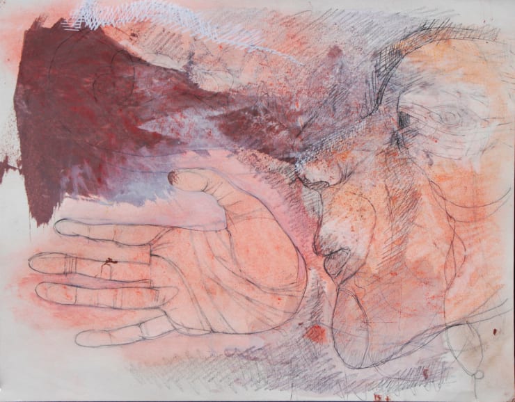 Hand and Profile, 2022-2023 Pencil, oil and chalk on paper 11 x 14 inches