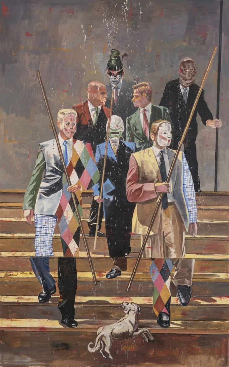 Nicky Nodjoumi, Men descending the stairs, 2015