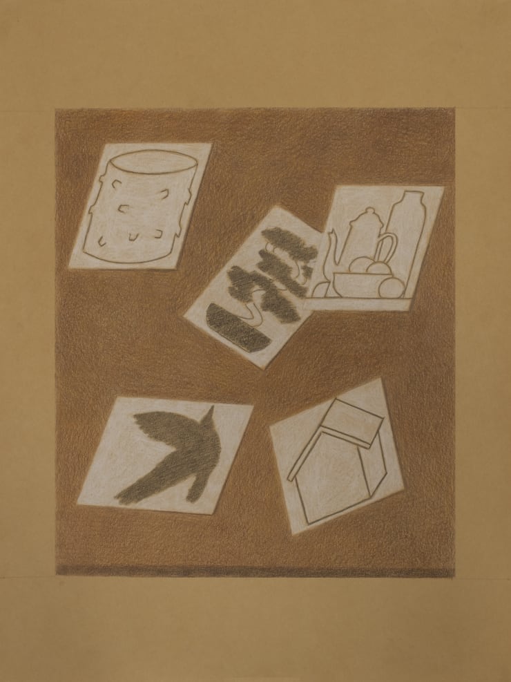 Johnny Izatt Lowry, 5 Drawings, on a Table, 2021