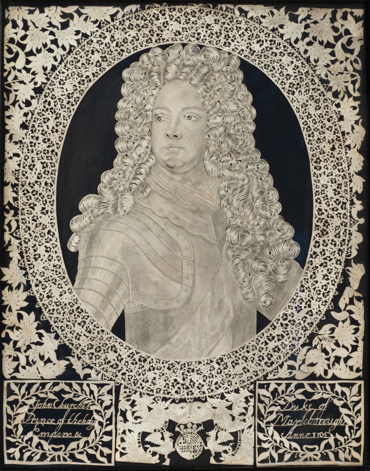 18th Century Cut Vellum Portrait of John Churchill, 1st Duke of Marlborough