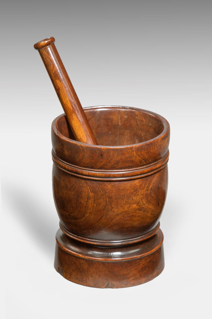 Coulborn antique Late 17th Century Lignum Vitae turned Mortar and Pestle