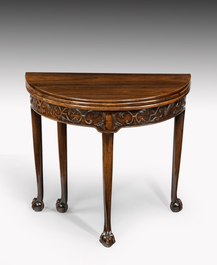 Chinese Export 18th Century carved padouk demi-lune table