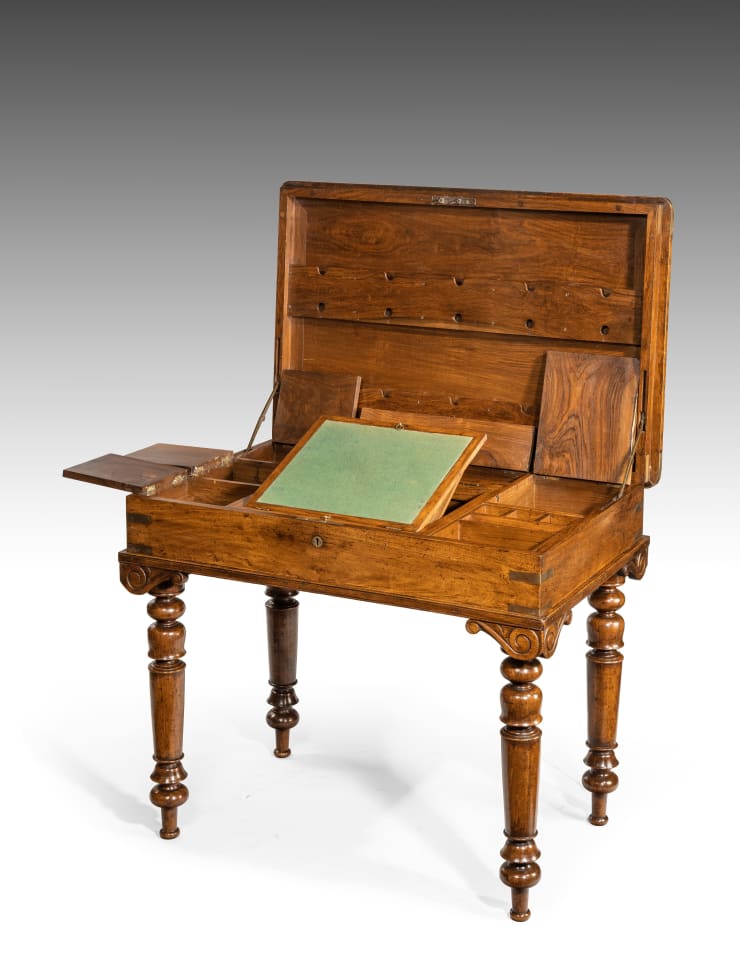 Coulborn antique 19th Century Colonial Padouk and Brass-bound Campaign Desk ANGLO-INDIAN