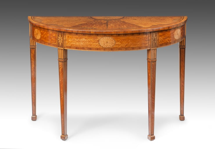 Coulborn George III Marquetry Demi-Lune Side Table