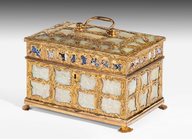 George III ‘Aventurine’ and Mother of Pearl Ormolu Tea Caddy Attributed to James Cox