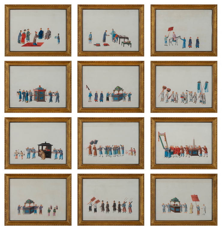 Set of Twelve Chinese Export 'Marriage Procession' Paintings