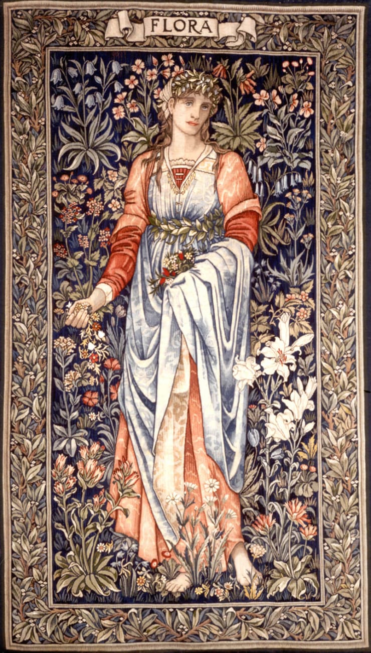 SOLD TO THE DE YOUNG MUSEUM, SAN FRANCISCO: Flora and Pomona A pair of tapestries by William Morris Designed by Sir Edward Burne-Jones, William Morris and John Henry Dearle
