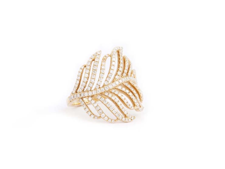 Jade Jewellery BY DJULA Yellow gold feather ring with diamonds DIA 1ct Gold 5.99g