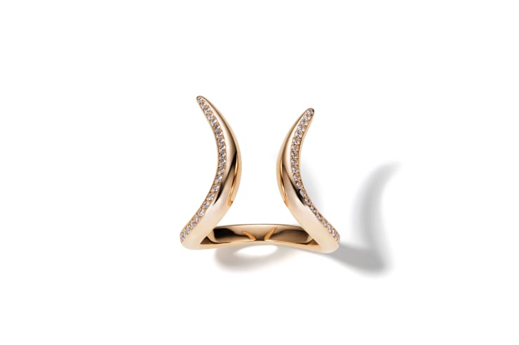 Tabbah Fangs 18K Rose Gold (7.31g) and (65) Round Brilliant Diamonds 0.38ct