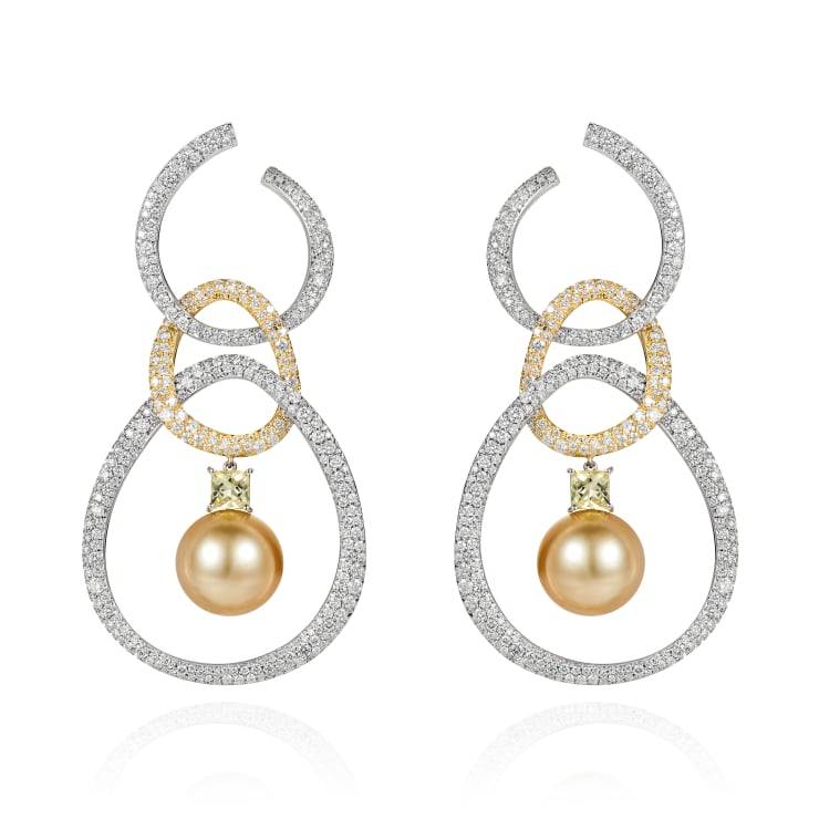 Nadine Aysoy, ELLE ET LUI - HOOPS - WG AND YG WD YELLOW BERYL AND YELLOW PEARL