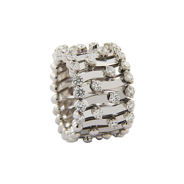 Serafino Consoli Serafino 1492 5 Rows, Half, 4 Points Kt, White Gold w/White Diamonds