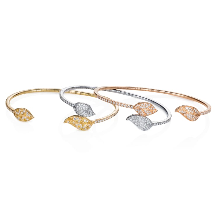 Nadine Aysoy, PETITE FEUILLES - BRACELET - YELLOW WHITE ROSE GOLD
