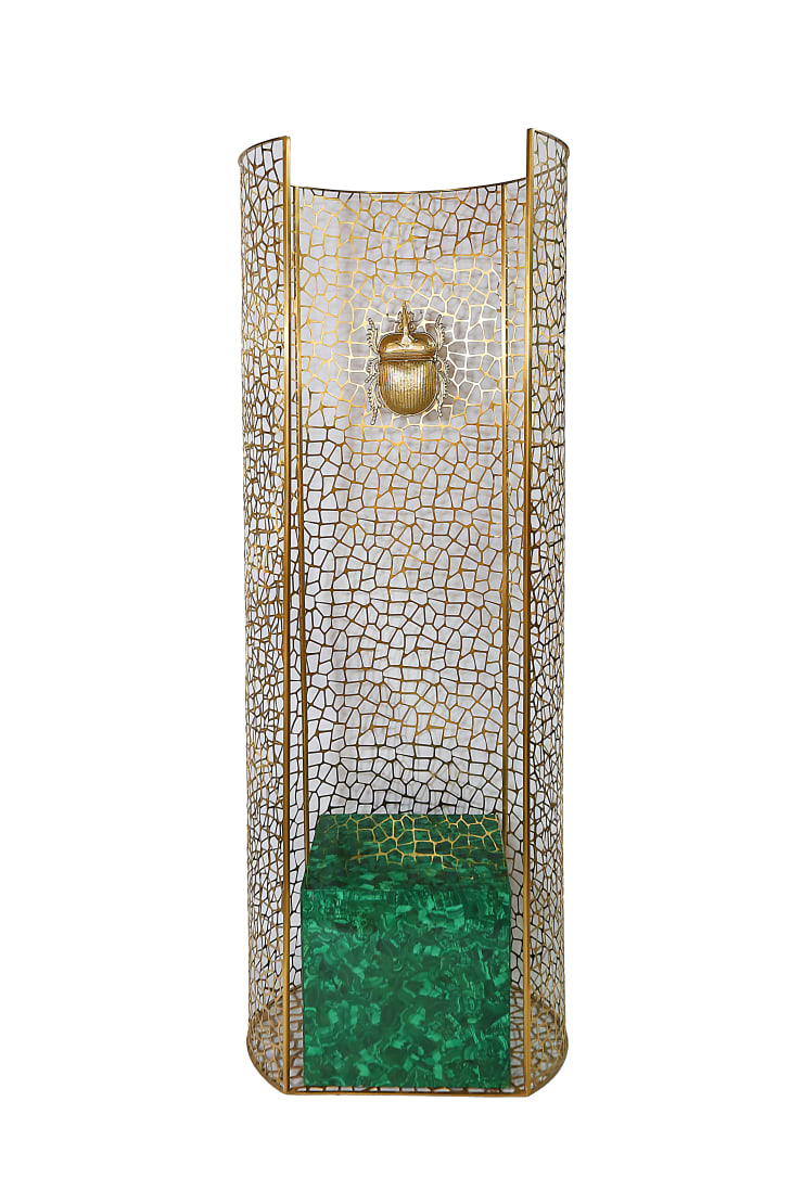 Casa Paradox, Beetle tall chair (gold & malachite)