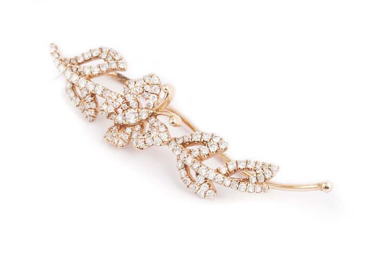 Jade Jewellery BY GEMCO RG single earring with butterfly & leaves G 7.03g D 1,12ct G 7.03g D 1,12ct