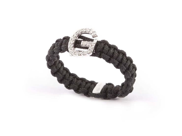 Jade Jewellery BY CRIVELLI Black tabular thin ring letter G DIA 0.09ct GSI Gold 0.8g