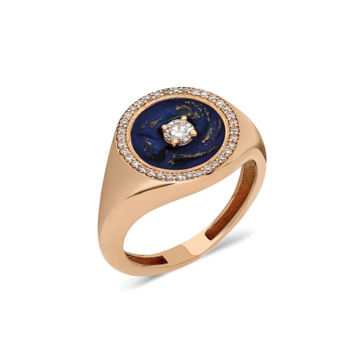 Terzihan, Fizzy: Pinky Ring w/Blue & Gold MOP Enamel