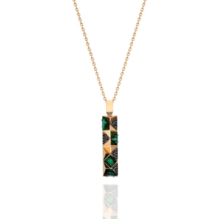 Terzihan, Neutra: Black Bar Pendant w/ Malachite