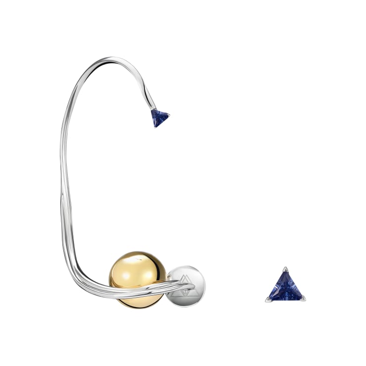 Maya, Cosmic: Saturn earrings with sapphire