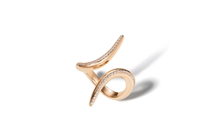 Tabbah Fangs 18K Rose Gold Ring (6.93g) and (70) Round Brilliant Diamonds 0.29ct
