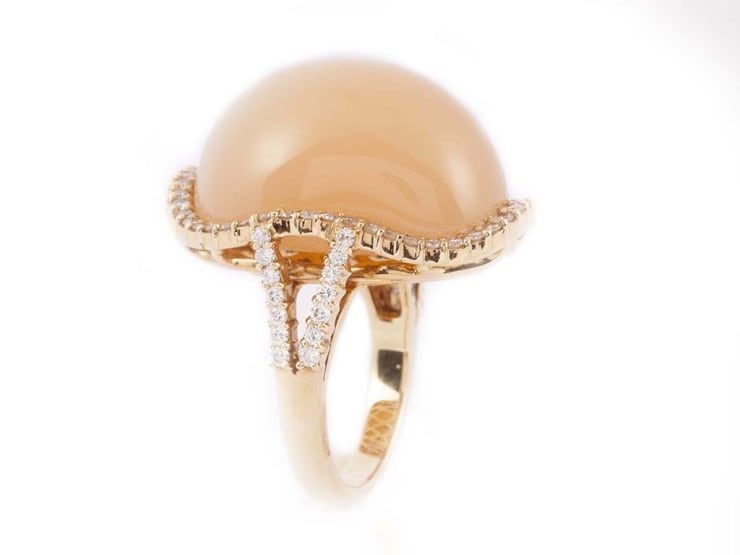 Jade Jewellery BY LITHOUS Ring Moon Stone Gold 48.45g DIA 1.20ct