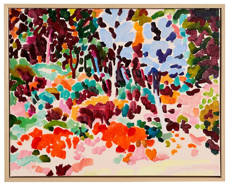 Tim Braden, colouring garden in carmine and kings blue, 2023