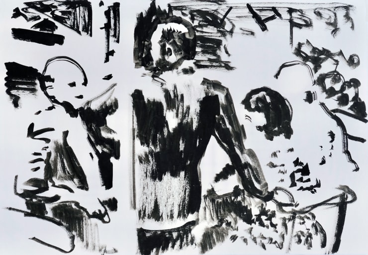 Tim Braden, Ink on paper- suits, 2019