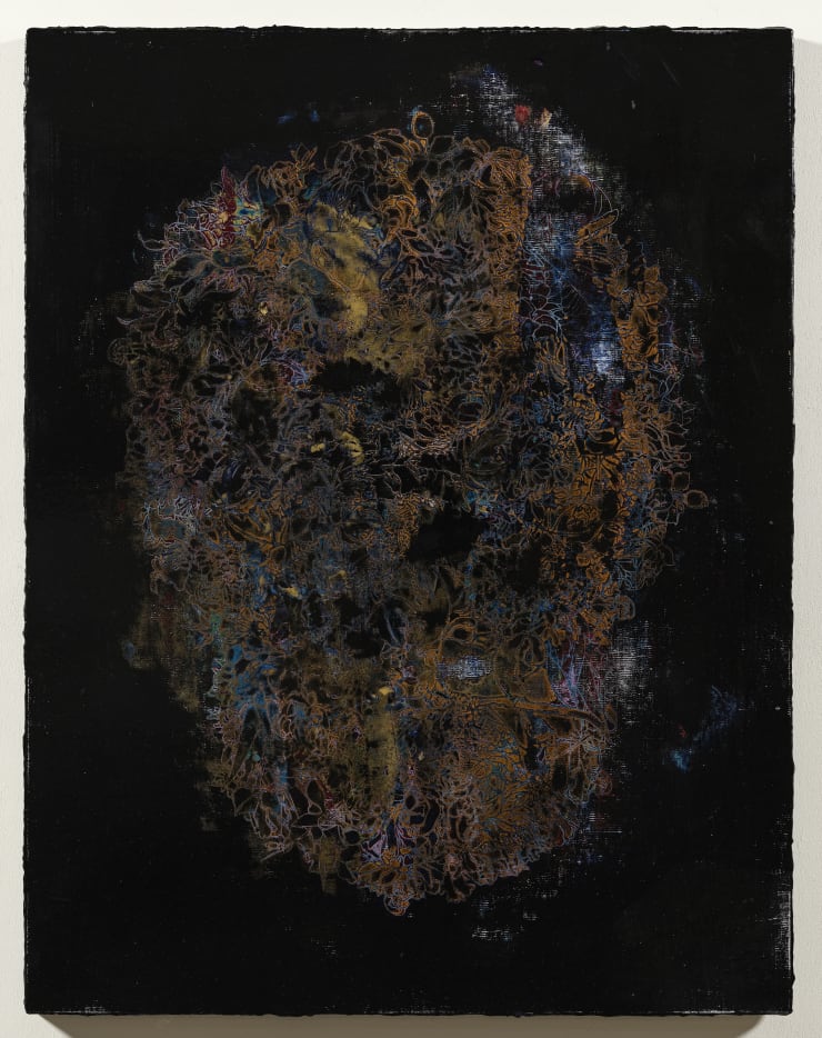 仿漆藝習作（骷髏花-黑底） Imitating Lacquer Exercise (Floral Skull - Black)