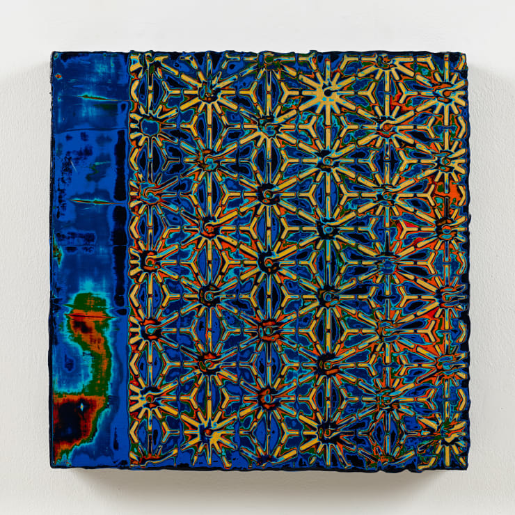 蘇孟鴻 Su Meng-Hung, 紋地錦花朵習作（湛藍） Patterned Brocade Floral Exercise (Azure), 2023